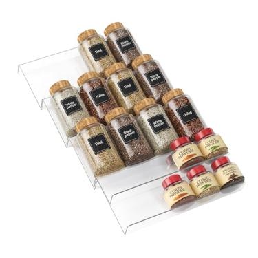Imagem de Organizador de gaveta de especiarias transparente - Organizador de gaveta de temperos de acrílico de 5 camadas - Rack de especiarias de cozinha para gaveta, armário e bancada - expansível de 22 a 44