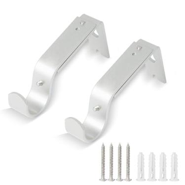 Imagem de Eikshy Ganchos de varão de cortina ajustáveis resistentes, 2 peças de suportes de varão de cortina premium para parede, ganchos de varão de cortina, suportes de pendurar para varão de cortina