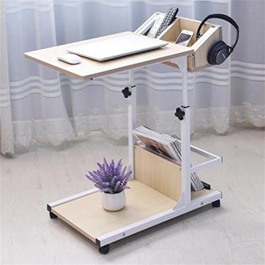 Imagem de AKALNNB Mesa portátil de PC, mesa de elevação ajustável, mesa para laptop, quarto, armazenamento removível, pequena mesa lateral mini armário de sofá, mesas de escritório em 3 cores (cor: salgueiro