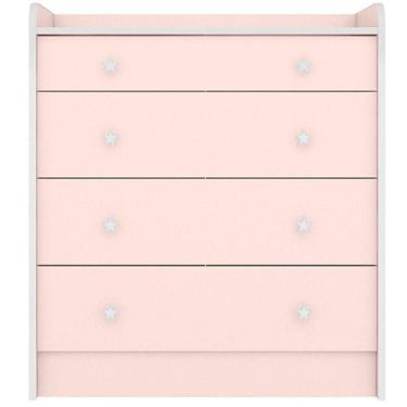Imagem de Cômoda Com Trocador Infantil 4 Gavetas Doce Mel Rosa