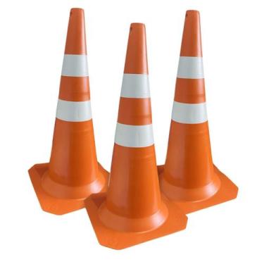 Imagem de Kit 3 Cone de Sinalização 75cm para Trânsito Estacionamento EPI Segura