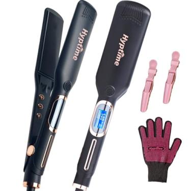 Imagem de Hiptime Wide Hair Alisador 2 em 1 - Curto & Longo Cabelo Cerâmico Turmalina Flat, Profissional Titanium 500 ° F Turbo - Bivolt, Alisador de Ferro Plano de 2 Polegadas e 2 em 1 Curler com Aquecimento Rápido 10s, Ultra Suave, Desligamento Automático