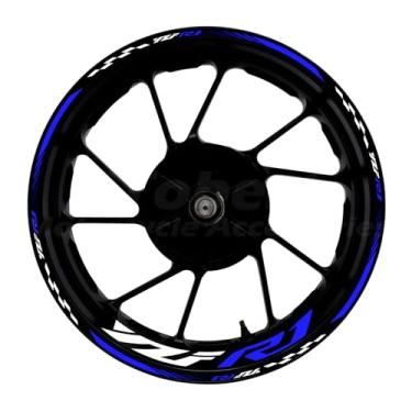Imagem de Awonderful Kit de listras refletivas para motocicleta, adesivos de aro de roda de vinil compatíveis com Yamaha YZF1000 R1 2015-2024 (azul)