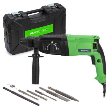 Imagem de Martelete Perfurador Rompedor 800W 4000IPM SDS Plus 3.0 Joules 26mm Com Maleta de Acessórios Limitador Talhadeira Ponteira Brocas 127V NEVVO