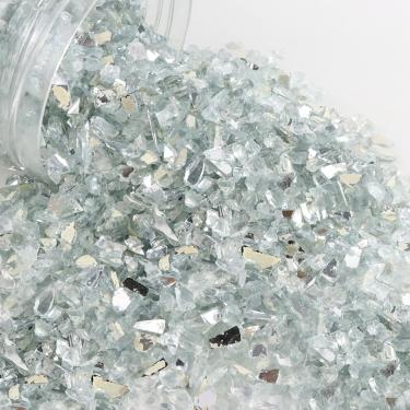 Imagem de LePe Vidro de fogo esmagado para artesanato, pedra de cascalho de vidro temperado, vidro quebrado, lascas de pedras preciosas de fogo para artesanato, arte de resina, decoração de jardim de aquário,