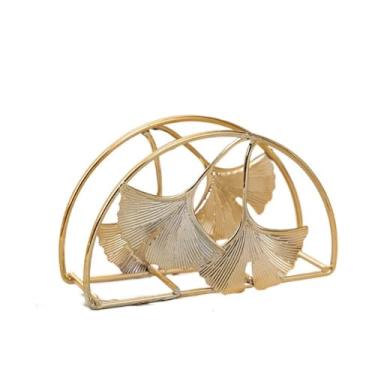 Imagem de Suporte de guardanapo em forma de Ginkgo, suporte de guardanapo de metal, rack de armazenamento de tecidos, dispensador vertical de guardanapos, recipiente de toalha de papel, organizador de papel de