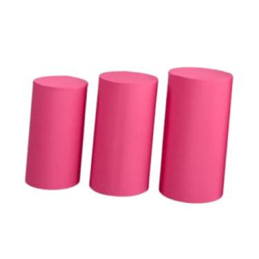 Imagem de Fancyes Capas de pedestal de cilindro de 3x, tampas de suporte de plinto de cilindro elástico para eventos de banquete, decorativo de engajamento, Rosa