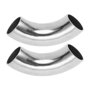 Imagem de Motoforti 2 peças 90 graus mandril curva cotovelo carro modificado tubo de escape tubulação 2.5 cm polegada OD espessura 1,5 mm/16GA 25x95x1,5 mm aço inoxidável 304 tom prata