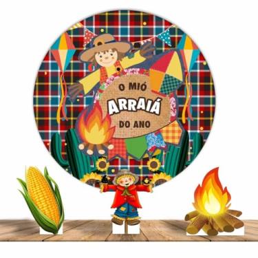 Imagem de Painel Redondo 1,50m + 03 Totens Display MDF 25cm Festa Junina (PD-FJN0005)