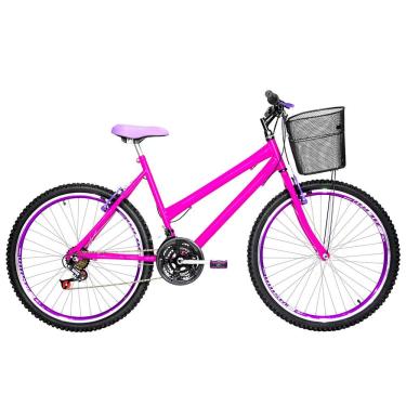 Imagem de Bicicleta Feminina Aro 26 Mtb Aero 18 Marchas Cor Pink E Violeta