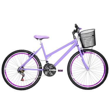 Imagem de Bicicleta Feminina Aro 26 Mtb Aero 18 Marchas Cor Lilás E Violeta
