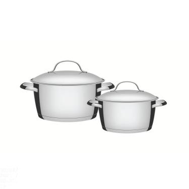 Imagem de Jogo De Panelas Tramontina Allegra Em Aço Inox Com Fundo Triplo E Tampas De Inox 2 Peças Tramontina