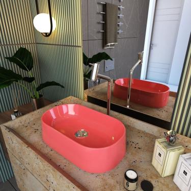 Imagem de Kit Cuba Ov42 Laila Com Torneira Link 1062 E Válvula Botão Rosa