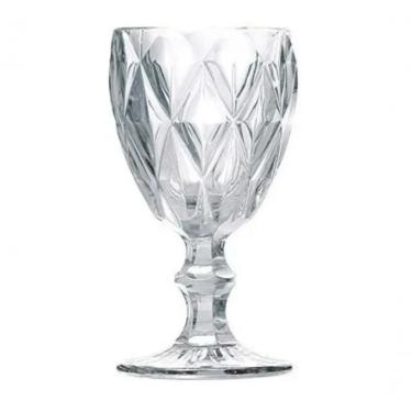 Imagem de Jogo 6 Taças De Vidro 340ml Cristal Diamente Vinho Suco água 340ml