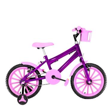 Imagem de Bicicleta Infantil Feminina Aro 16 Nylon Cor Violeta E Rosa