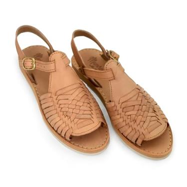 Imagem de Macarena Collection Sandália feminina Huarache de couro colorido estilo mexicano cor 3044, Bronzeado, 36