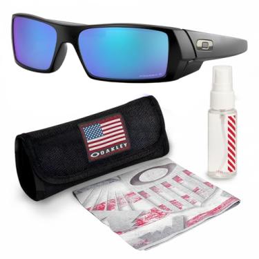 Imagem de OAKLEY Armação preta fosca GASCAN OO9014 – Lente polarizada polarizada SAPPHR IRID, óculos de sol polarizados em formato retangular com kit de óculos oficial eSHADES, Preto fosco polarizado (60 mm
