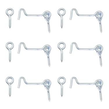 Imagem de DGHAOP 6 peças de gancho de porta 5 cm prata ferro galvanizado janela tempestade cabine gancho de balanço