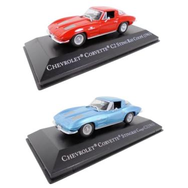 Imagem de OPO 10 - Set of 2 1/43 Scale Model Cars Compatible with Chevrolet Corvette Stingray Coupe 1963 Blue + RED - ACL03
