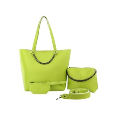 Imagem de Kit Bolsa Feminina Transversal Sacola Necessaire (Verde Lima)