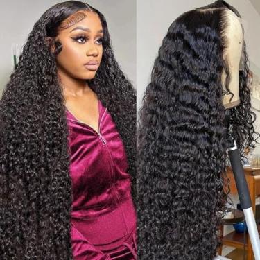 Imagem de BJVT Peruca Lace Front De 28" Com Ondas Profundas, Cabelo Humano Para Mulheres, 13X6 Hd, Densidade 200, Cacheada, Pré-Arrancada Bebê