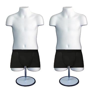Imagem de DisplayTown Manequim Infantil Com Torso E Suporte De Metal, Costas Vazadas, Empilhável Para Exibição Camisetas, Bancada, Feiras Artesanato, Fotos Design, Tamanho 5T-7 (Branco, Conjunto 2)