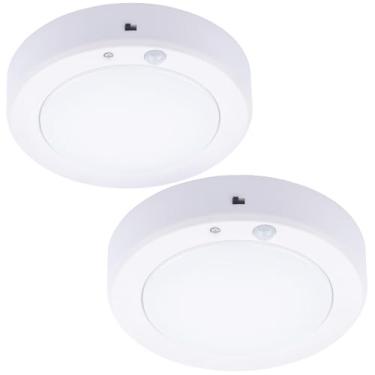 Imagem de LIT-PaTH Luminária De Teto Led Com Sensor Movimento Operada Por Bateria Lit-Path, Embutida 6,1 Polegadas, 3000K, Luz Noturna Sem Fio Para Armários, Lavanderias E Escadas - Uso Somente No Escuro, Pac