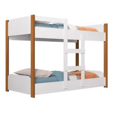 Imagem de Beliche Minicama Infantil Quarto Criança Mdf Escada Grade Proteção Branco / Nature