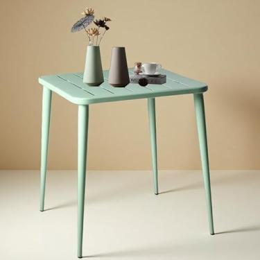 Imagem de Mesa de pátio pequena moderna para ambientes externos e internos, mesa de jantar quadrada de metal para pequenos espaços, mesa de estudo de trabalho 69,8 x 69,8 x 76,2 cm (C x L x A)