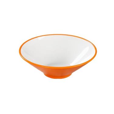 Imagem de Tigela de macarrão resistente ao calor Zhongcai com esmalte simples de cor sólida para uso doméstico estilo chinês - tigela de chapéu laranja e branco de 25,4 cm