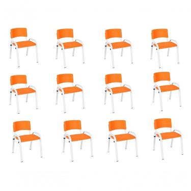 Imagem de Kit 12 Cadeira Iso Infantil Creche, Escola Base Branco Laranja
