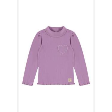 Imagem de Blusa Infantil Feminino em Ribana com Gola Alta Up Baby, Roxo, 3