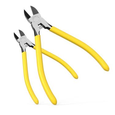 Imagem de OTLOOMTBT 2 peças de cortadores de fio compactos ultra afiados de 15 e 12 cm com alicate longo e plano ideal para cortar artesanato, flores, plásticos, aparelhos e qualquer corte limpo que precise de
