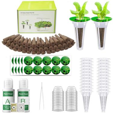 Imagem de Kit de cápsulas de sementes para sistema de cultivo hidropônico, kit Grow Anything com 50 esponjas de substituição para cultivo, 24 cestas de cultivo, 24 cúpulas de cultivo (não inclui sementes)