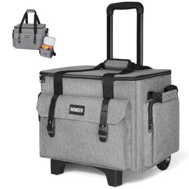 Imagem de INSMEER Bolsa de professor com rodas, compartimento acolchoado para laptop de até 15,6 polegadas, sacola de professor com rodas com lancheira isolada, presente para ensino, escritório, enfermagem