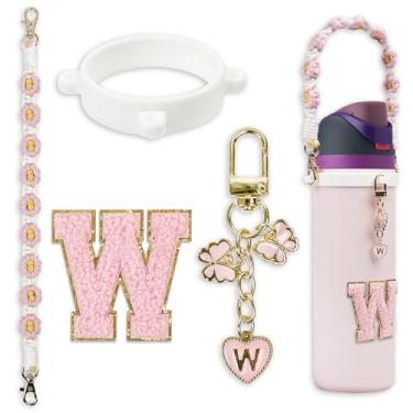 Imagem de Conjunto de pingentes de letras fofas compatível com garrafa de água Owala 680 g, 946 ml, 1,134 g, copo de café Owala Kids, Owala FreeSip – Inclui alça de alça, para acessórios Owala & Stanley Cup