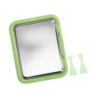 Imagem de YWJLQH Máquina de sorvete, bandeja para rolos de iogurte congelado, aço inoxidável, versátil, fácil de limpar, prato frio caseiro, forma para sorvete, Verde