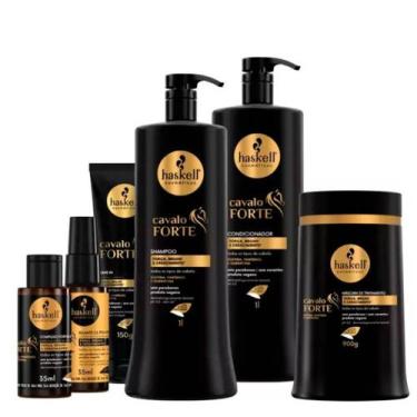 Imagem de Haskell Cavalo Forte Força Brilho Kit Completo 1L/900g 6 Itens - Haske