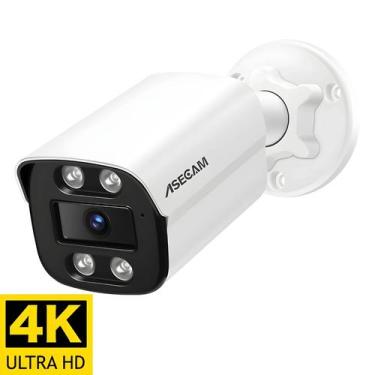 Imagem de Câmera IP Externa 4K 8MP POE H.265 Onvif Metal Bullet Vigilância Notur