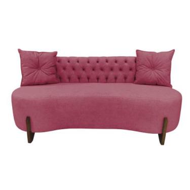 Imagem de Sofá 2 Lugares Orgânico Curvo Tókio 150cm Veludo Rosa - Mansão Decor