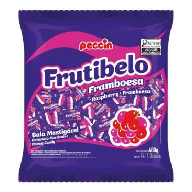 Imagem de Bala mastigável Frutibelo Sabor Framboesa Peccin Pacote 400gr