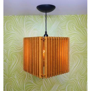 Imagem de Pendente Lustre Sala De Estar Rústico Decorativo Madeira 25cm - Fábric