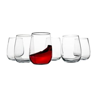 Imagem de Vikko Taça de vinho sem haste, conjunto de 6 taças de vinho de 473 ml, taças de vinho branco ou tinto, taças de vinho clássicas e elegantes