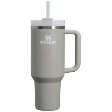 Imagem de STANLEY Copo Quencher H2.0 com alça e canudo 1,134 g | Tampa Flowstate de 3 posições | Suporte de copo compatível para viagens | Copo de aço inoxidável isolado | Livre de BPA | Cinza