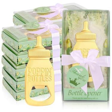 Imagem de 50 peças abridor de garrafas Poppin garrafas Poppin lembrancinha de chá de bebê ouro abridores de garrafa de chá de bebê abridores de garrafa de bebê lembrancinhas de chuveiro para convidados