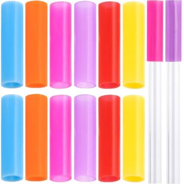 Imagem de YALOJE 12 peças de pontas de canudo de silicone de grau alimentício, pontas de canudos de metal retos reutilizáveis, capas de palha de borracha resistente à temperatura ponta de substituição para