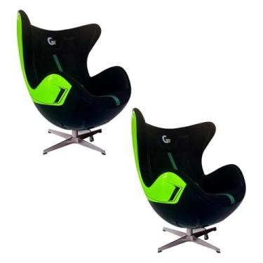 Imagem de Kit 2 Poltronas Decorativas Egg Chair Aventador Verde/Preto G53 - Gran Belo