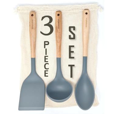 Imagem de Pacote com 3 espátulas de silicone, 38 cm, grande, resistente ao calor, 160 ºC, para cozinhar peixe, ovo, panqueca não arranha utensílios de cozinha, espátulas de borracha espátula espátula espátula