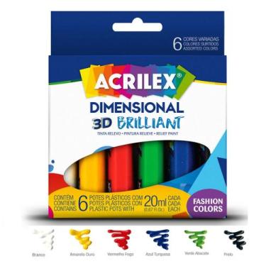 Imagem de Tinta Dimensional Relevo 3D 6 Cores - Acrilex + Nota Fiscal, BRILLIANT
