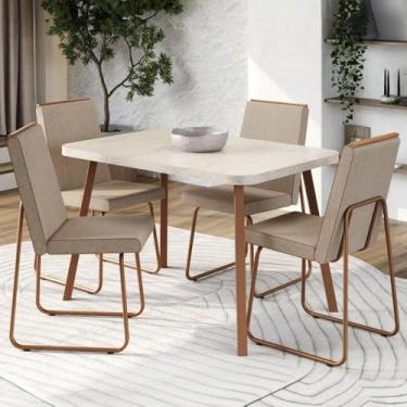 Imagem de Conjunto Sala de Jantar 4 Cadeiras Treviso Carraro Petra e Rosê